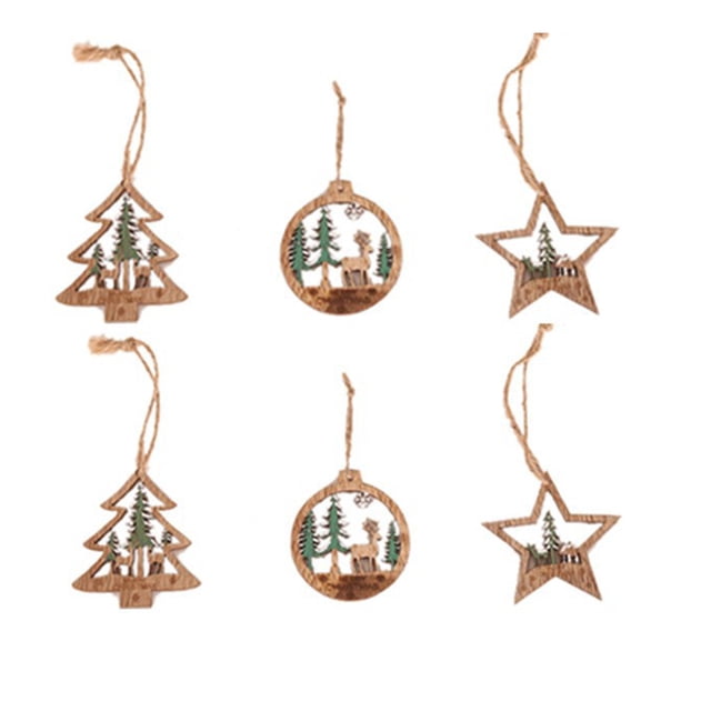 Naiovety 6 piezas de piezas de de Navidad Kit de colgantes pintura colorida adornos colgantes redondos accesorios de bricolaje colgador de carteles Kits de decoración para fiestas Verde Naiovety HA070151-02
