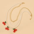 thumbnail image 4 of Collier Multicouche Mode Fausse Perle Collier Cerise Collier de Perles pour Femmes, 4 of 10