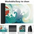 thumbnail image 2 of Ocean Wave and Sun Desk Mat,Traditional Japanese Wave Extended Gaming Mouse Pad,Large Non-Slip Rubber Base Mousepad with Stitched Edges,Waterproof Mouse Mat Desk Pad for Office Game Home 35.4x15.75 in, 2 of 6