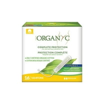 Organyc 100% Certified Organic Cotton Tampons, Normal Flow, with Compact Plant-Based Applicator, 16 Count