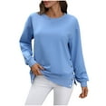 thumbnail image 2 of Dxzfnsa Women's Long Sleeve Pullover Crewneck Casual Sweatshirt Soft Loose Work Gym Blouses, 2 of 9