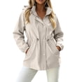 thumbnail image 2 of thefmos Womens Utility Coat Solid Color Outerwear Windbreaker Jacket for Outdoor Travel Hiking Casual Fall Winter Outfit, Beige XL, 2 of 6