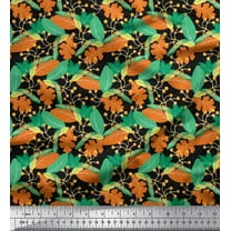 Soimoi Cotton Duck Fabric Berries & Autumn Leaves Print Fabric by Yard 42 Inch Wide