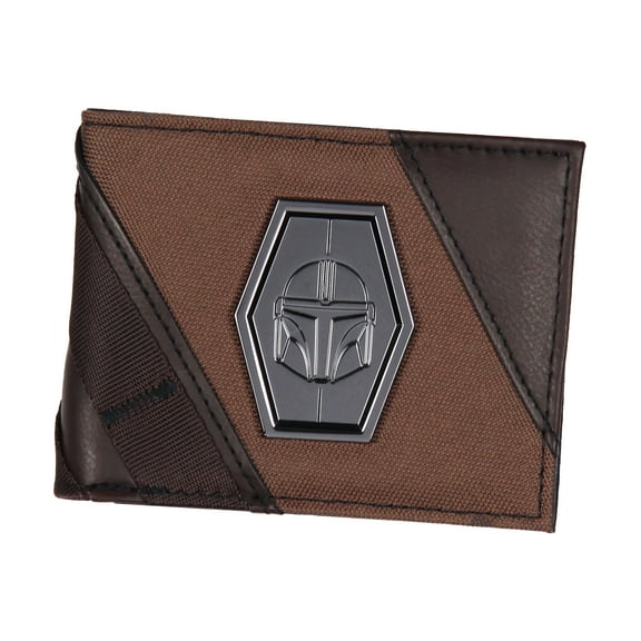 Star Wars The Mandalorian Wallet Metal Helmet Badge Applique Men's Adult Bifold Wallet