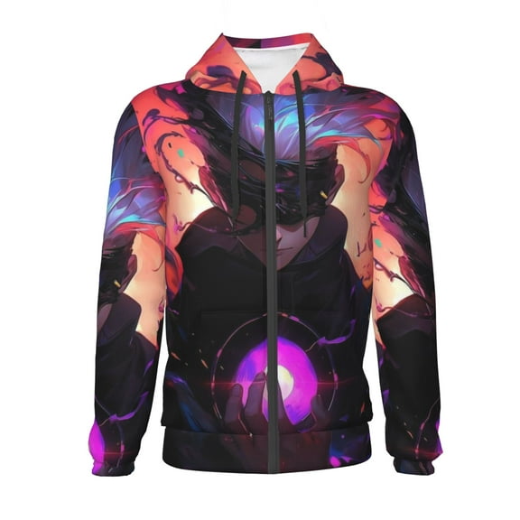 Jujutsu Kaisen Satoru Gojo Teens Boys Girls Zip Up Hoodies 3d Print Long Sleeve Hooded Sweatshirt Jacket With Pocket Small