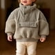 thumbnail image 1 of Blusa y camisa de cuello alto de manga larga para niños Sudadera con capucha de color sólido con cuello alto grueso Suéter de pelo de cordero grueso con retazos de manga larga Top de poliéster para ni, 1 of 6