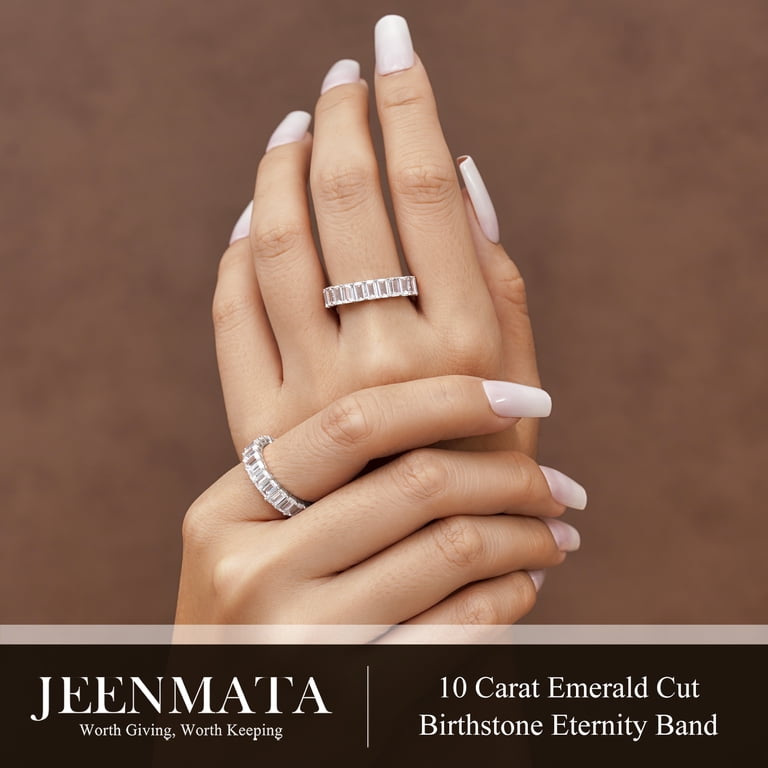 JeenMata Stackable Emerald Cut Eternity Wedding Band photo 5
