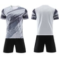 thumbnail image 2 of 2 Piece Soccer Outfits Kids Short Sleeve Crew Neck T Shirts Elastic Waist Shorts Breathable Comfy Casual Training Suit (9 Years, White), 2 of 5