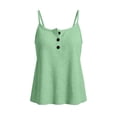 thumbnail image 6 of Qiopertar Womens Tank Tops Button Down Spaghetti Strap Square Neck Sleeveless Casual Loose Summer Tops, Green M, 6 of 7