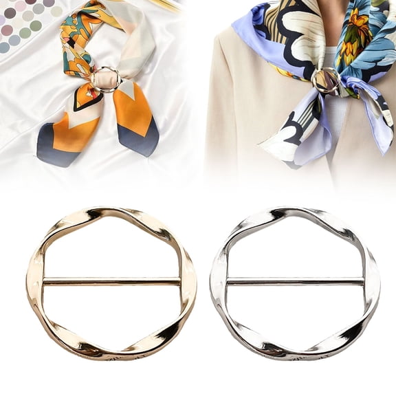 SeekLGT Shirt Ties Clips for Women Scarf Ring Metal T Shirt Clips for Women Tops Silk Scarf Buckle Round Circle Clothes Corner Knotted Button Cinch Clips Sarong Buckle Decor, 1 pc