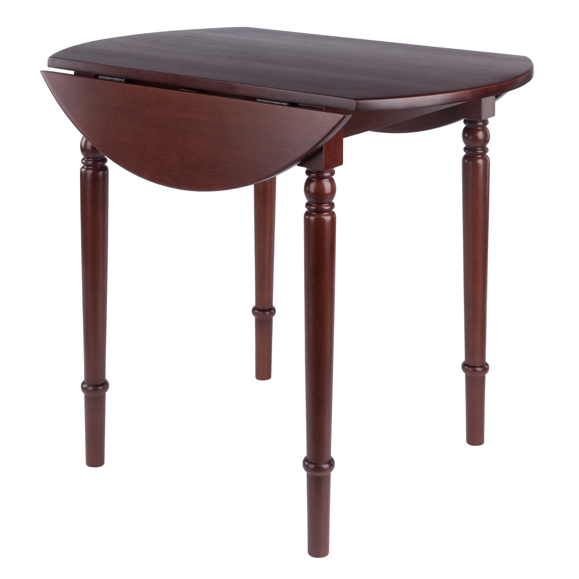 Contemporary Home Living Double Drop Leaf Round Dining Table - 36" - Walnut Brown