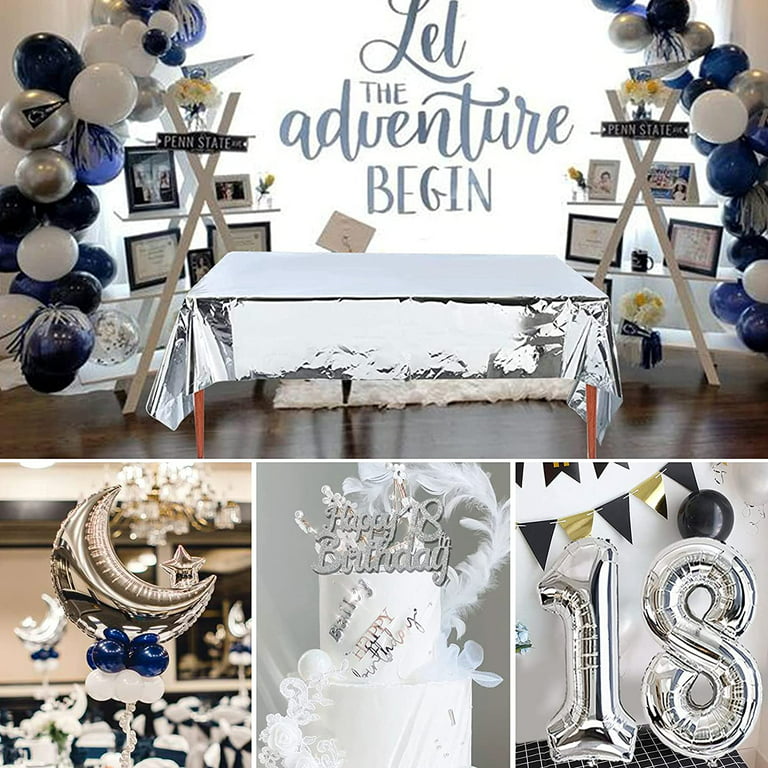 Black white and silver balloon garland  18th birthday decorations, 18th birthday  party themes, Simple birthday decorations