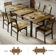 thumbnail image 3 of Virans 7-Piece Dining Table & Chairs Set for 4-6, 63" Extendable Kitchen Table with 6 Chairs, Dining Room Table with Metal Frame & MDF Board, Perfect for Small Space, Easy Assembly,Rustic Brown, 3 of 7