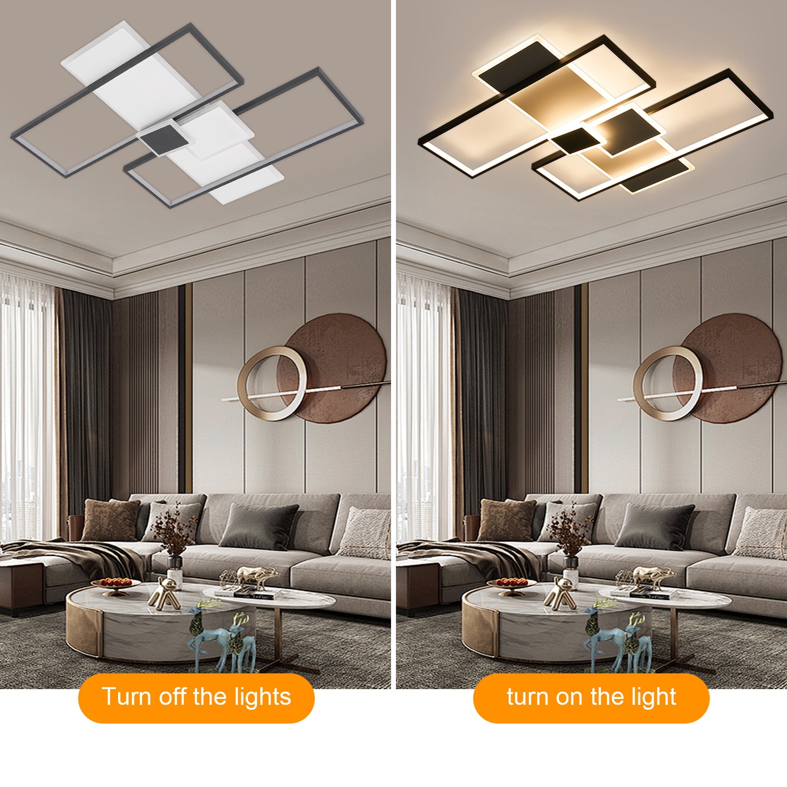 Modern Ceiling Light, Ceiling Mount Light Fixture with Remote Control