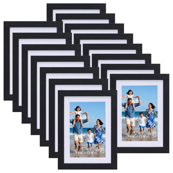 5x7 Picture Frames Display 4x6 Photos with Mat or 5x7 Photos without Mats for Wall or Tabletop Decoration, Black, Set of 15