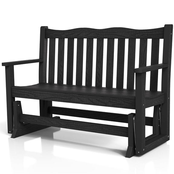 Patio Glider Loveseat Chair, 2 Person Outdoor Bench with 800 lbs Weight Capacity, All-Weather Swing Rocking Bench for Garden, Backyard, Porch, Black