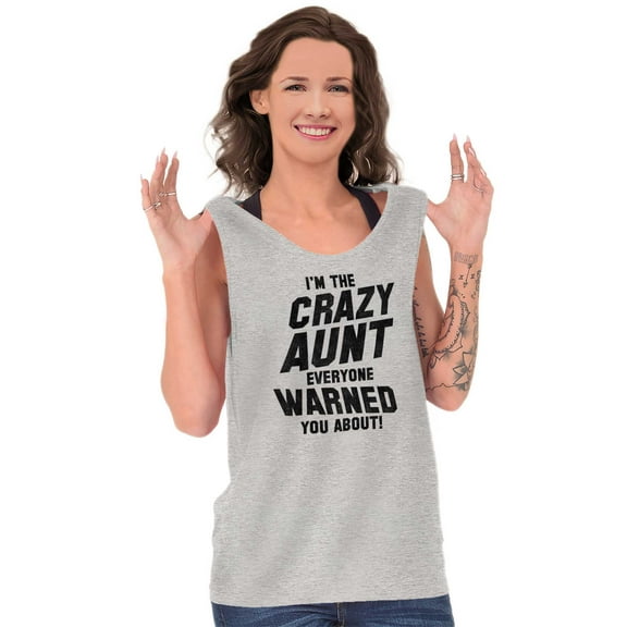 Crazy Aunt Funny Fave Auntie Present Tank Top Tee Shirt Women Brisco Brands S