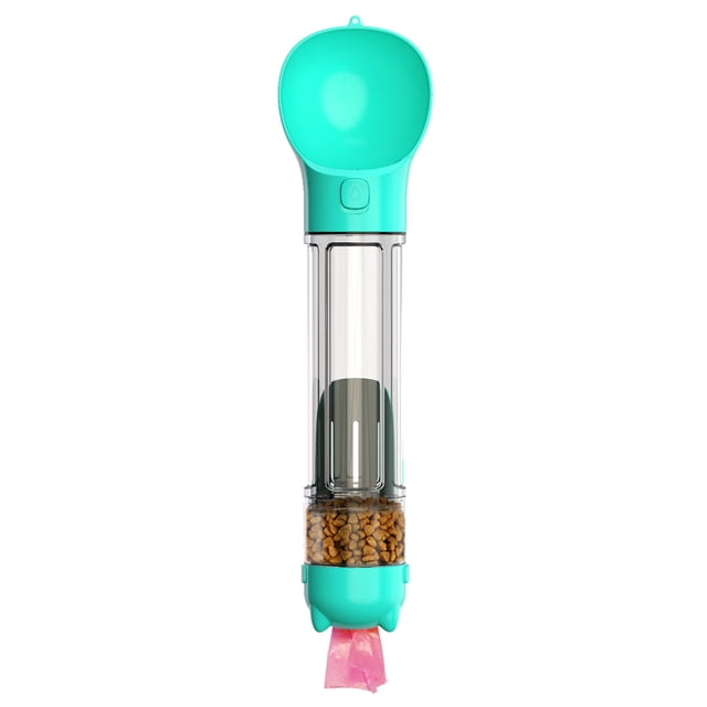 Tazón portátil multifuncional para mascotas con capacidad de 500ML y bolsa de almacenamiento, ideal para perros, disponible en color azul.