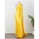 thumbnail image 1 of Vestido largo sexi con espalda descubierta y hombros descubiertos, vestido liso con cordones y bufanda, cuello oblicuo elegante, sin mangas, vestidos largos ajustados para mujer, vestidos de fiesta, 1 of 5