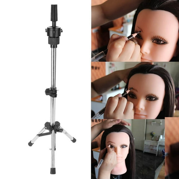 Eotvia Mannequin Head Holder Tripod Stand, Adjustable 14in-22in Alloy Hairdressing WigHead Stand Tripod, Stand Holder for Beauty Hair Salon Hairdressing Training