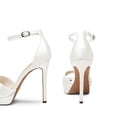 thumbnail image 3 of Sandalia DREAM PAIRS Tacones de Aguja con Correa al Tobillo en Satén Blanco, 3 of 7