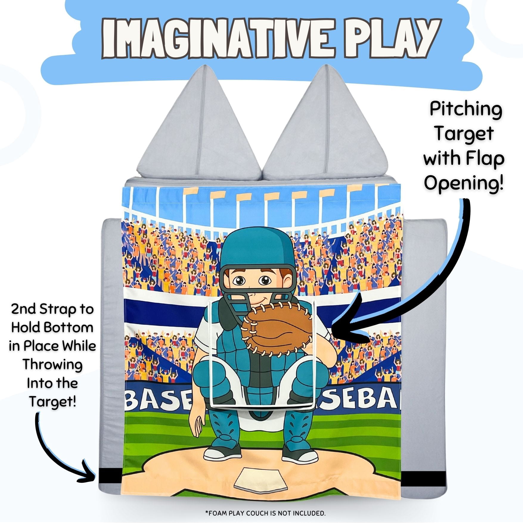 Baseball Play Panel for Kids Foam Play Couch by Couch Swag