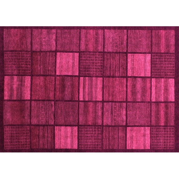Ahgly Company Indoor Rectangle Checkered Pink Modern Area Rugs, 2' x 3'