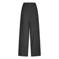 thumbnail image 5 of QATAINLAV Linen Pants Women Elastic High Waisted Wide Leg Beach Pants Solid Casual Pull On Lounge Trousers with Pockets, Black, XXXL, 5 of 7