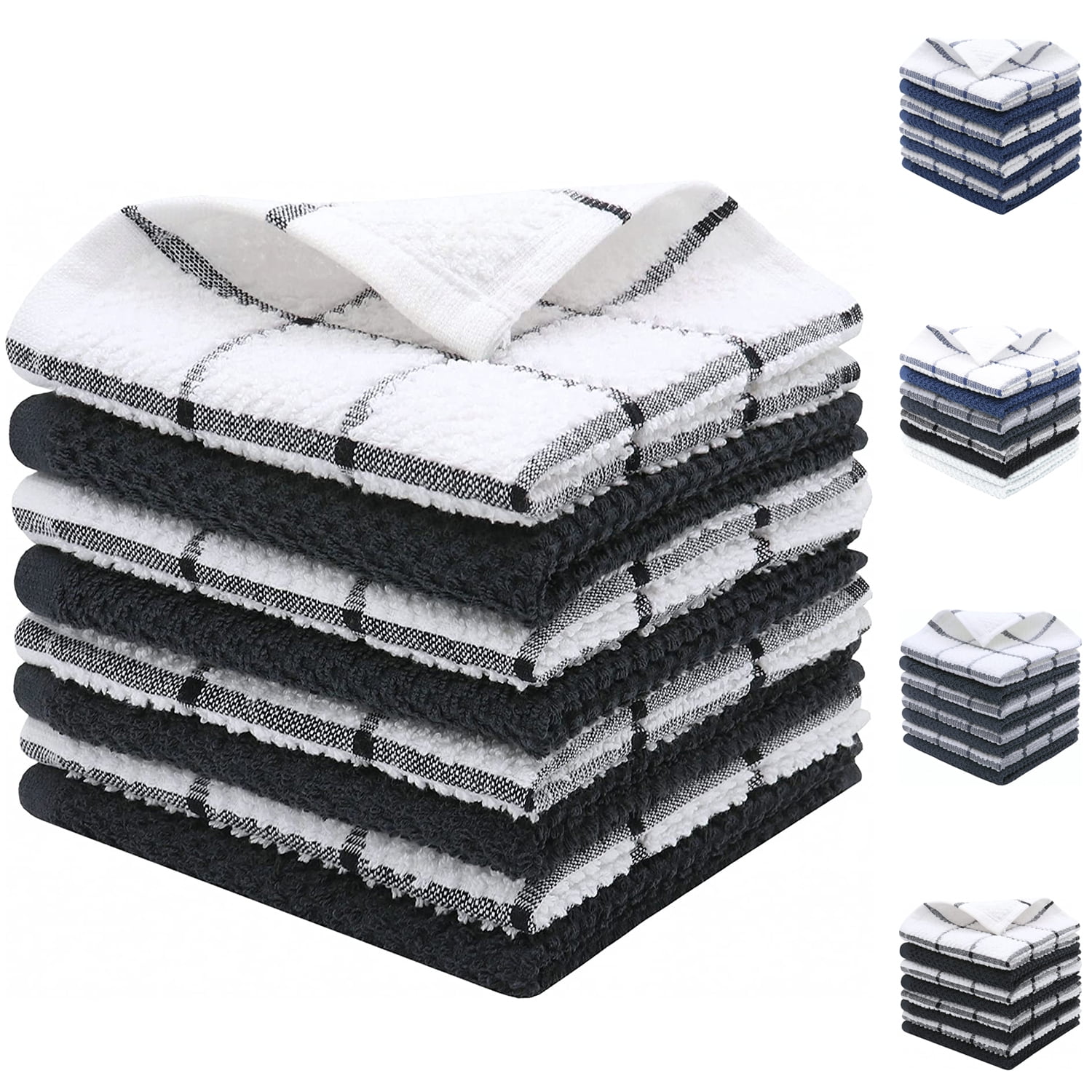 Kitchen Towels, 12" x 12" Dish Towels,100 Ring Spun Cotton Super Soft