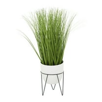 DecMode 25" Tall Artificial Wheatgrass Plant in Realistic Leaves and Metal Stand and Round Pot