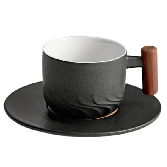 FRCOLOR Coffee Set Espresso Cups- Cappuccino Latte Mugs Black