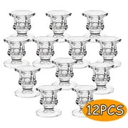 Candlestick Holders Clear Taper Candle Holders Small Glass Candle Stick Holder Decor for Wedding Birthday Christmas Gruduation Set of 12