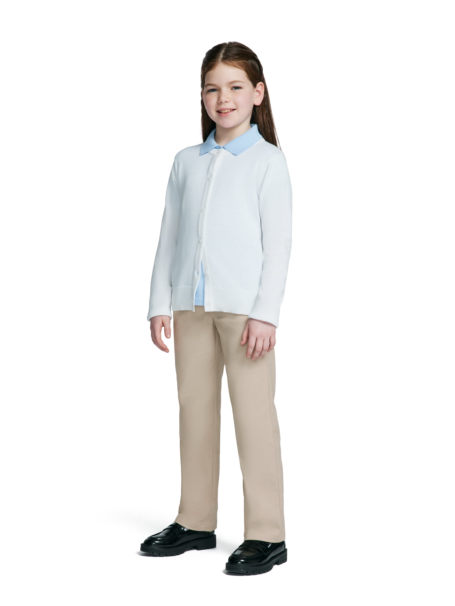 Wonder Nation Girls School Uniform Pull On Pants, 2-Pack, Sizes 4-16 & Plus