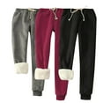 thumbnail image 2 of Fartey 3 Pack Women's Plus Size Winter Warm Sweatpants Sherpa Lined Jogger Fleece Pants Comfortable able Elastic Waist Cinch Bottom Sweatpant with Pockets Red 3XL, 2 of 8