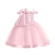 thumbnail image 2 of SDJMa - Vestido de fiesta de cumpleaños para niñas pequeñas, estilo minimalista, con lazo bordado y flores de red, 2 of 8