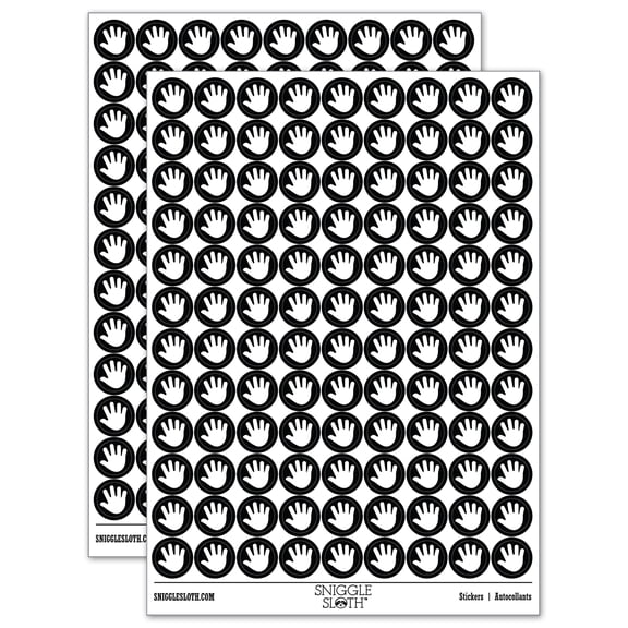 Handprint Solid 200 Round Stickers - Black - Gloss Finish - 0.50" Size