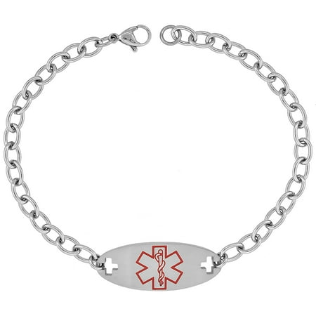 Worldjewels Surgical Steel Medical Alert Bracelet For Heart Surgical Steel Medical Alert Bracelet For Heart Patient Id 9 16 Inch Wide
