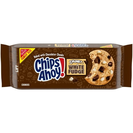 CHIPS AHOY! Crunchy White Fudge Chocolate Chunky Fudgy Chocolate Chip Cookies, Family Size, 18 oz
