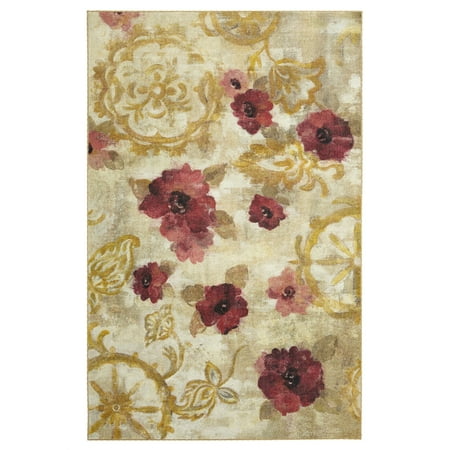 - Mohawk Prismatic Area Rugs - Z0200 A408 Contemporary Gold / Oat Water Painting Blossoms Bulbs Petals Rug