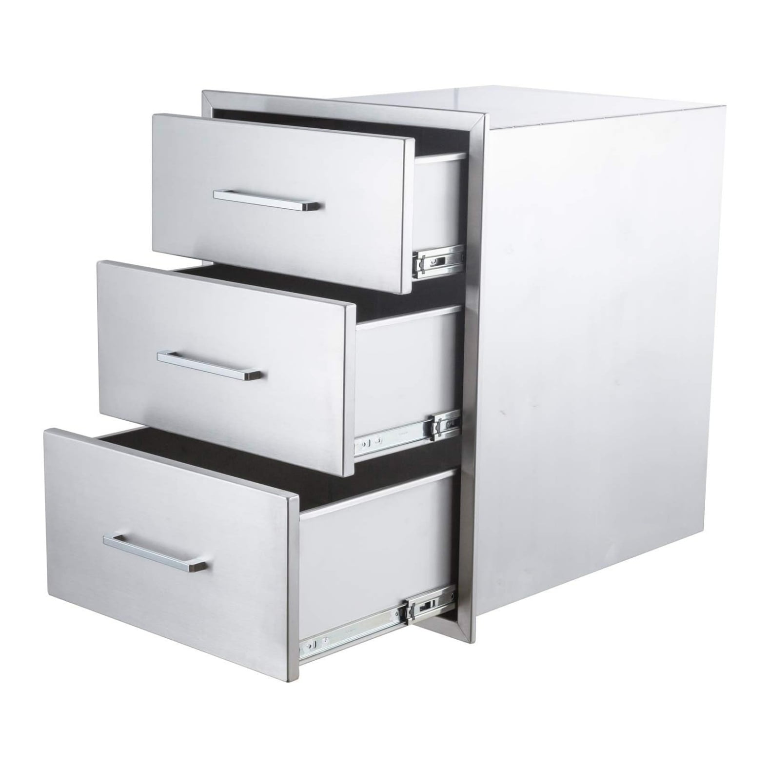 Home Stainless Steel Drawer for Outdoor Kitchen BBQ, 18 inch Undermount Soft Close Cabinet Organizer, Heavy Duty Rustproof 304 Steel Triple Drawer 18" W x 24" H x 18" D