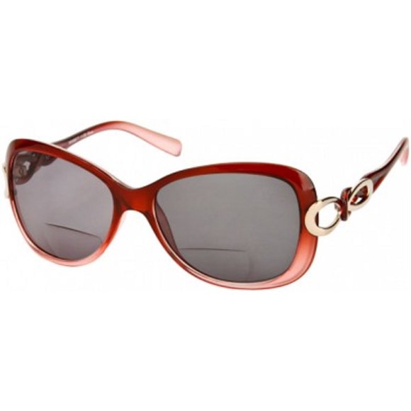 Readers .com le Delia Lunettes de Lecture Bifocales Lecteur Soleil, Style Rétro Carré pour Femmes (Rouge +1,25)