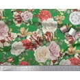 thumbnail image 3 of Soimoi Green Poly Georgette Fabric Leaves & Rose Floral Fabric Prints By Yard 52 Inch Wide, 3 of 3