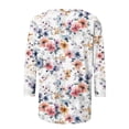 thumbnail image 4 of Womens Blouses Long Sleeve Women's Vintage Printed Round Neck 3/4 Sleeve T-Shirt Loose Top, 4 of 5