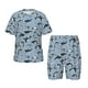 thumbnail image 1 of Fotbe Dolphins Pijama Estampada de 2 Piezas para Niños – Ropa de Dormir de Manga Corta Cómoda para Niños y Niñas, Camiseta y Shorts de Algodón-Small, 1 of 6