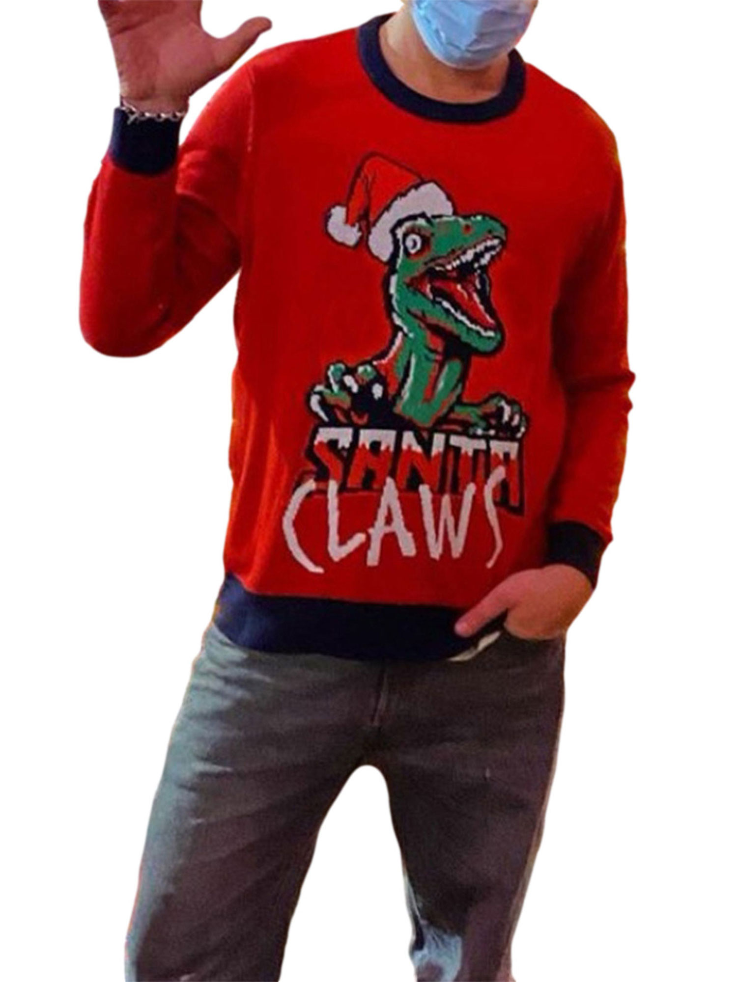 JYYYBF Ugly Christmas Family Matching Sweaters Dinosaur Long