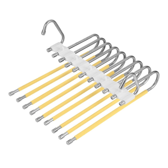 fastboy Multi Layer Folding Pants Hangers Slack Wardrobe Travel Hotel Hanging Rack Yellow 33.2 x 24cm 1Set