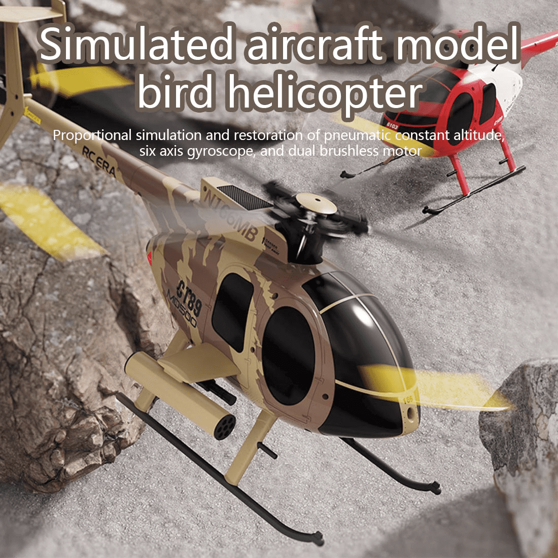 RC-ERA C189 MD500 Little Bird RC Helicopter 4CH 2.4G Brushless Aircraft with Altitude Hold, Optical Flow Option, 6 Axis Gyro, One Key Takeoff Landing, RTF for Adult Beginners - 1 Battery