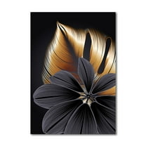 AUDeals Modern Abstract Gold Black Leaf Canvas Wall Art for Living Room Decor Paintings for Bedroom Dining Room Home Wall Decor