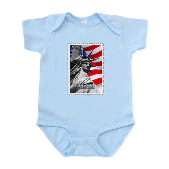 CafePress - GRAPHIC STATUE OF LIBERTY WITH FLAG STAM Body Suit - Baby Light Bodysuit, Size Newborn - 24 Months