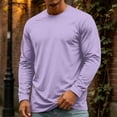 thumbnail image 2 of OIOLOYJM Mens Long Sleeve T Shirts Cotton Casual Basic Crew Neck Stretch Workout Running T-Shirt Soft Breathable Athletic Work Office Pullover Light Purple 2XL, 2 of 5